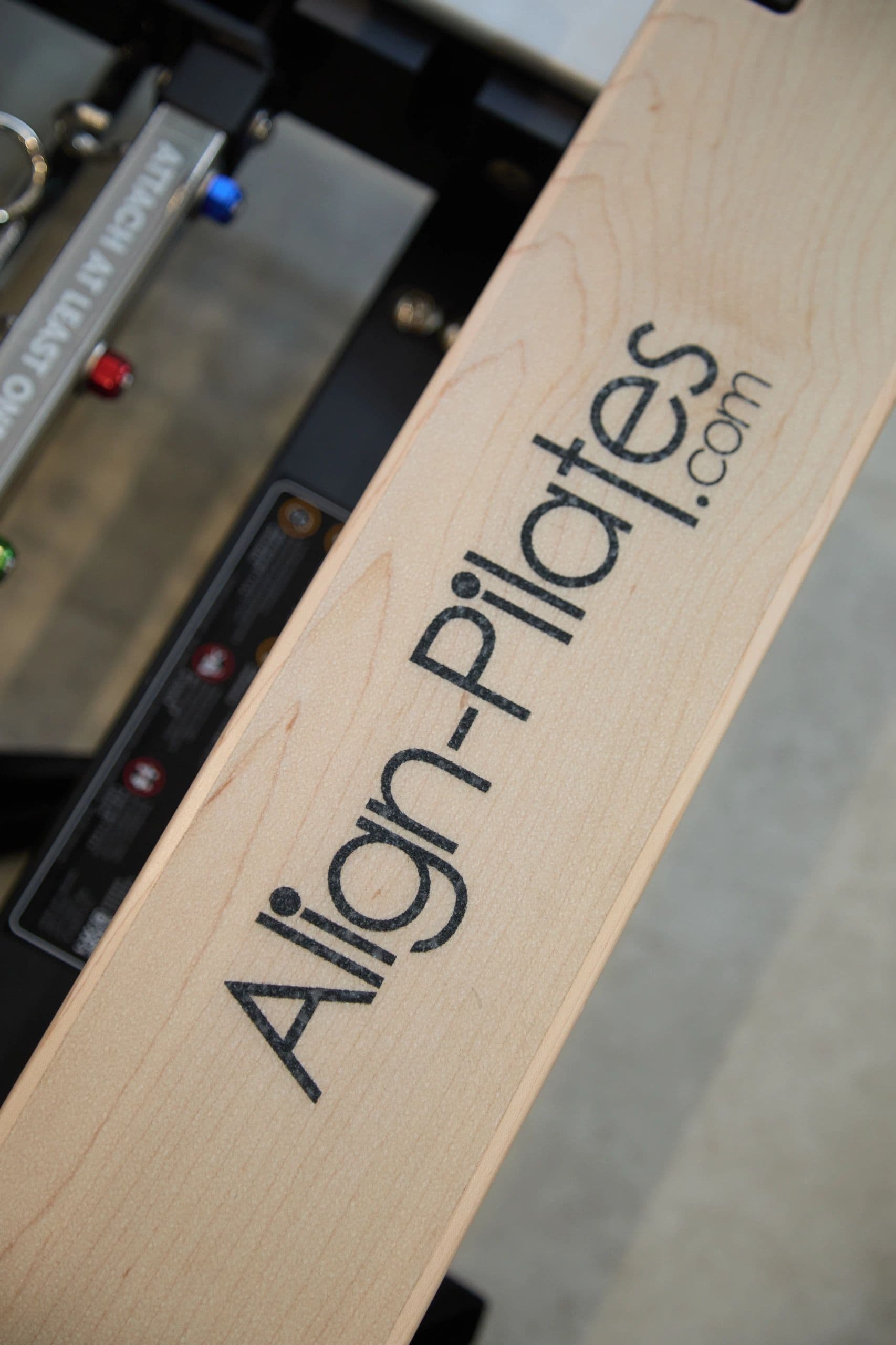 Close-up of an AlignPilates footplate and the colour-coded spring bank
